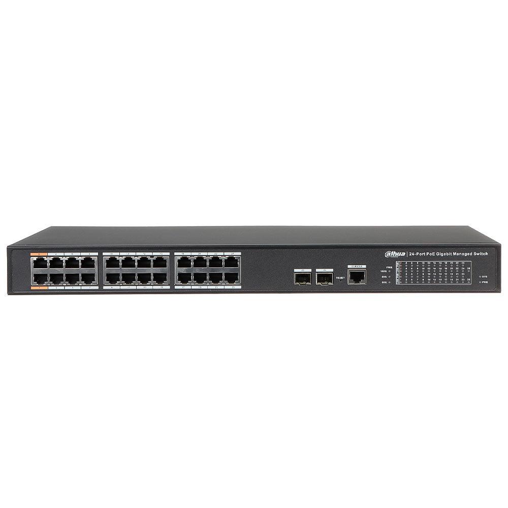 Dahua DH-PFS4226-24GT-240 Managed Rackmount Switch 24 Ports 10/100/1000Mbps + 2 Ports 100/1000Mbps + 1 Port RS232 240W