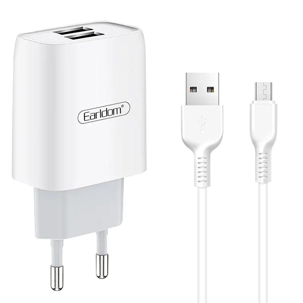Earldom ES-196 Wall Charger 2x USB + Micro Cable 2.4A Fast Charging