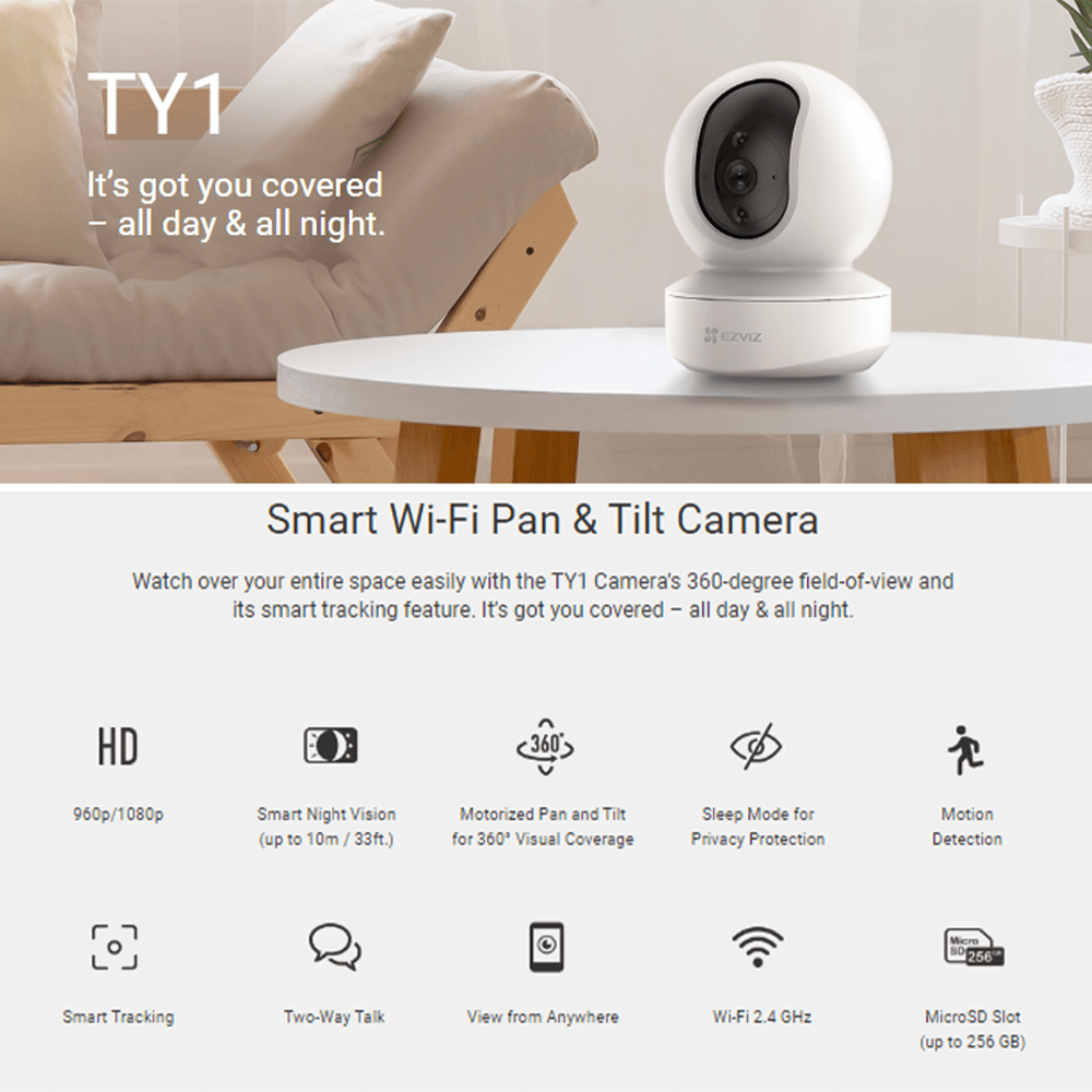 EZVIZ CS-TY1-R101-1G2WF Wi-Fi Pan & Tilt Camera