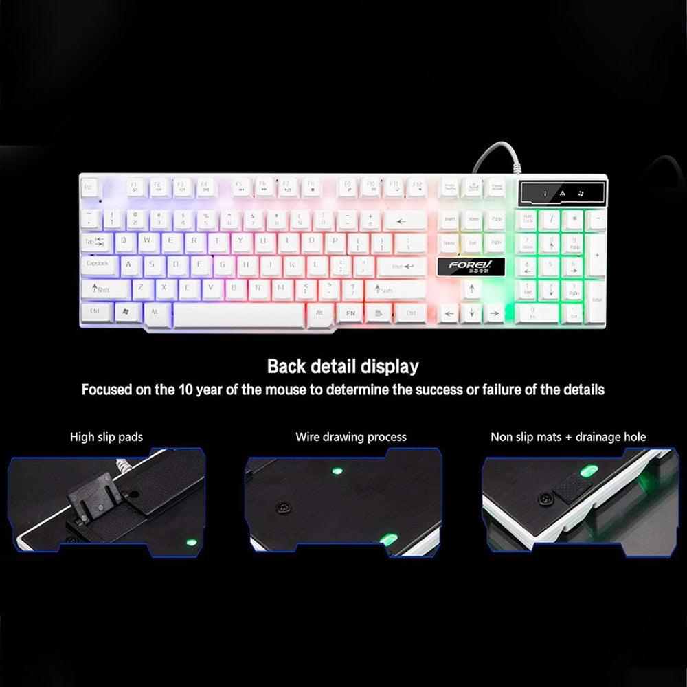 Forev FV-Q1S Rainbow Wired Gaming Keyboard English & Arabic - Kimo Store