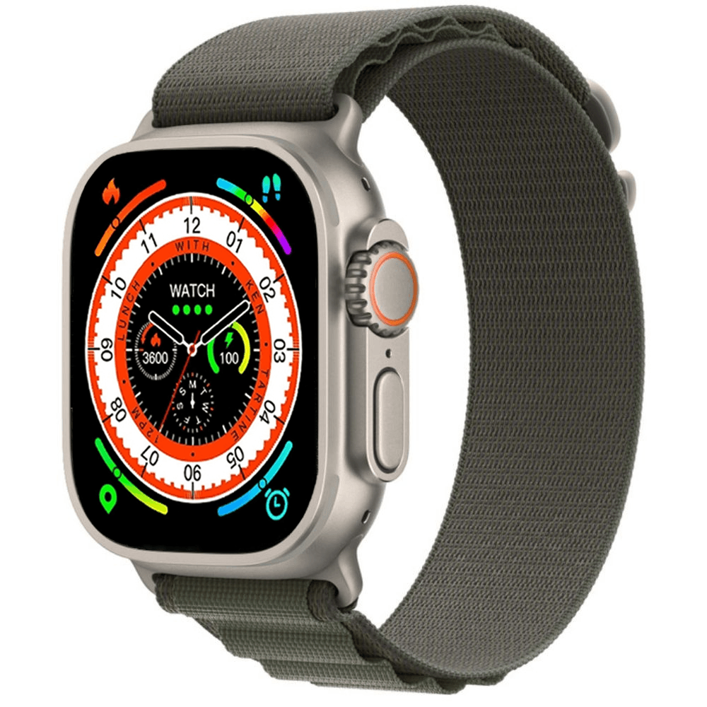 Green Lion Ultra Amoled GL-SW49UL Smart Watch Space Gray Case With Green Strap & Extra Strap