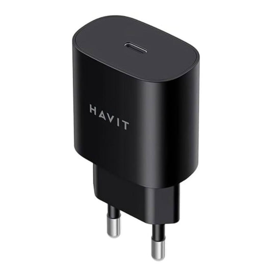 شاحن حائط هافيت بمنفذ تايب سي بقوة 25 وات شاحن سريع UC25W - أسود