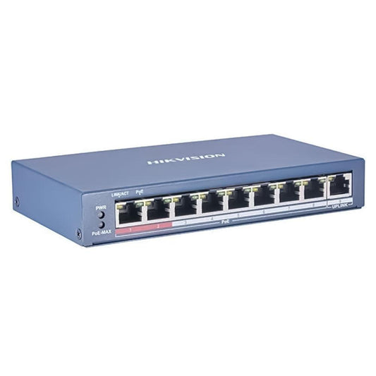 سويتش هيكفيجن 8 منافذ 100/10 ميجابت في الثانية PoE + منفذ (RJ45) 100/10 ميجابايت/ثانية 60 وات DS-3E0109P-E/M(B) Unmanaged Desktop