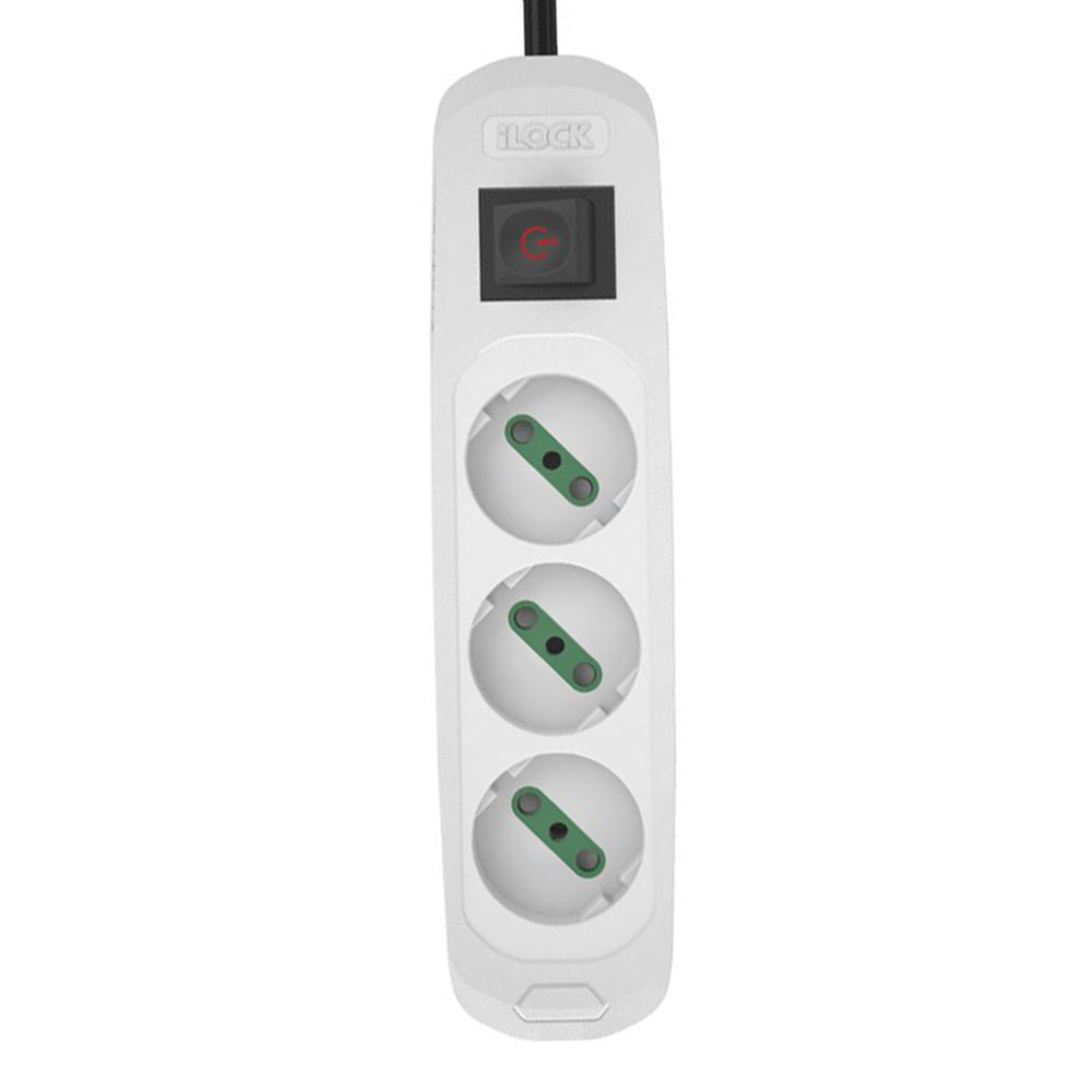 iLock 5074 3Ports Power Strip 3500W 1.5m - White