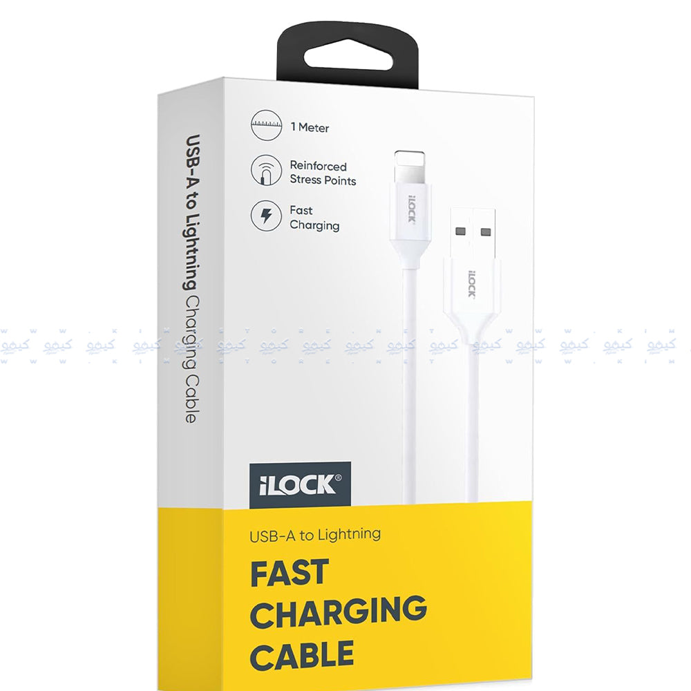 كابل شاحن موبايل ايلوك يو اس بي إلى لايتنينج بقوه 2.4 امبير شحن سريع 1 متر 5088 - أبيض