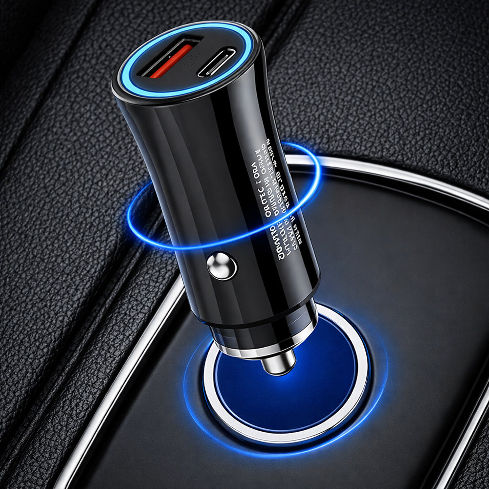 شاحن سيارة للموبايل ايلوك بمنفذ تايب سي PD + منفذ يو اس بي QC3.0 بقوة 60 وات شحن سريع 5096 - اسود