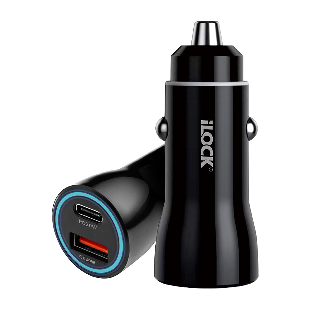 iLock 5096 Car Charger PD Type-C + QC3.0 USB 60W Fast Charging - Black
