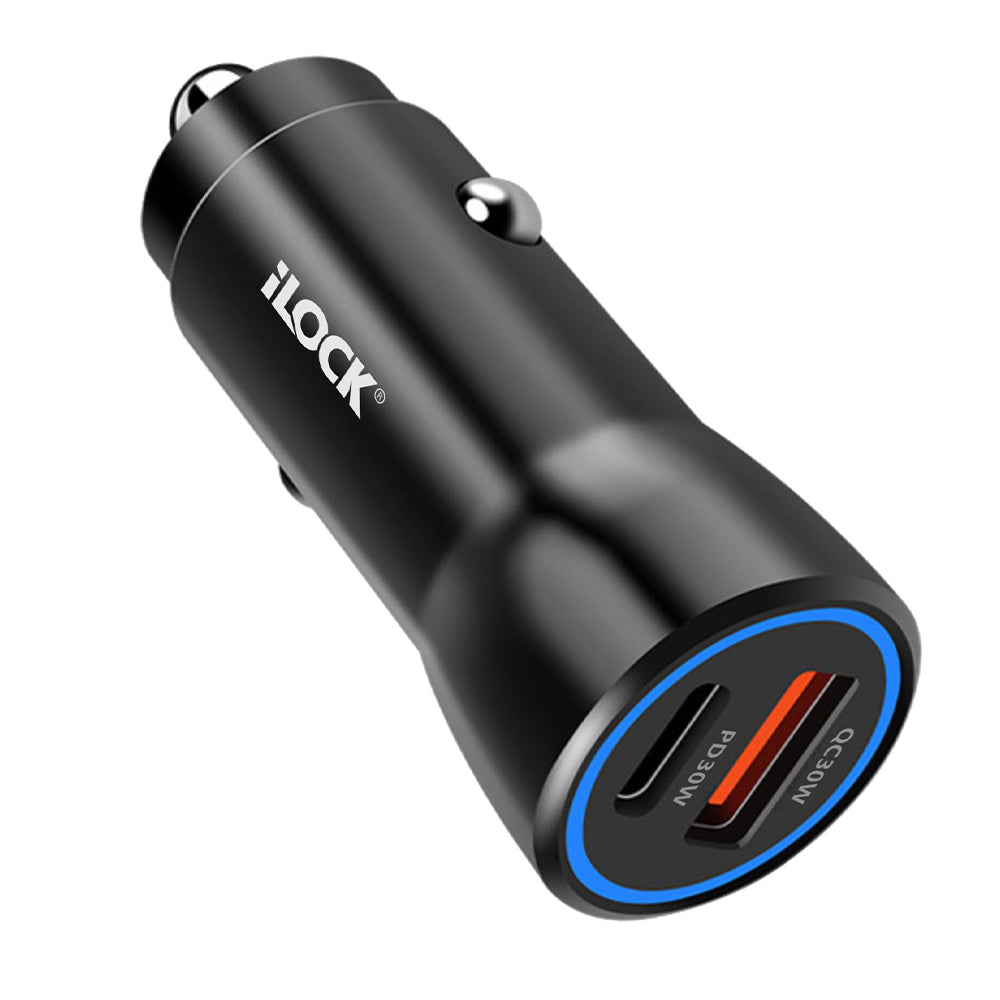 iLock 5096 Car Charger PD Type-C + QC3.0 USB 60W Fast Charging - Black