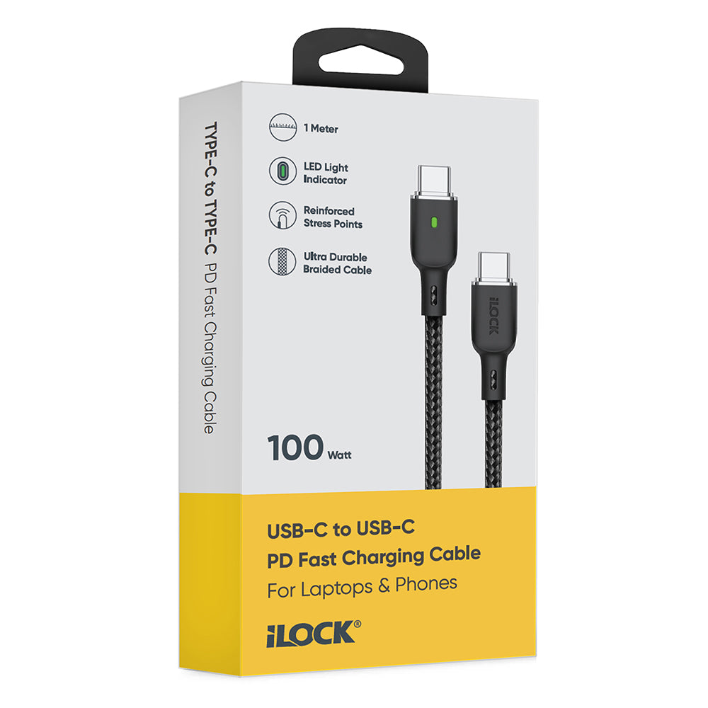 iLock 5097 Type-C To Type-C Cable 100W Fast Charging 1m - Black