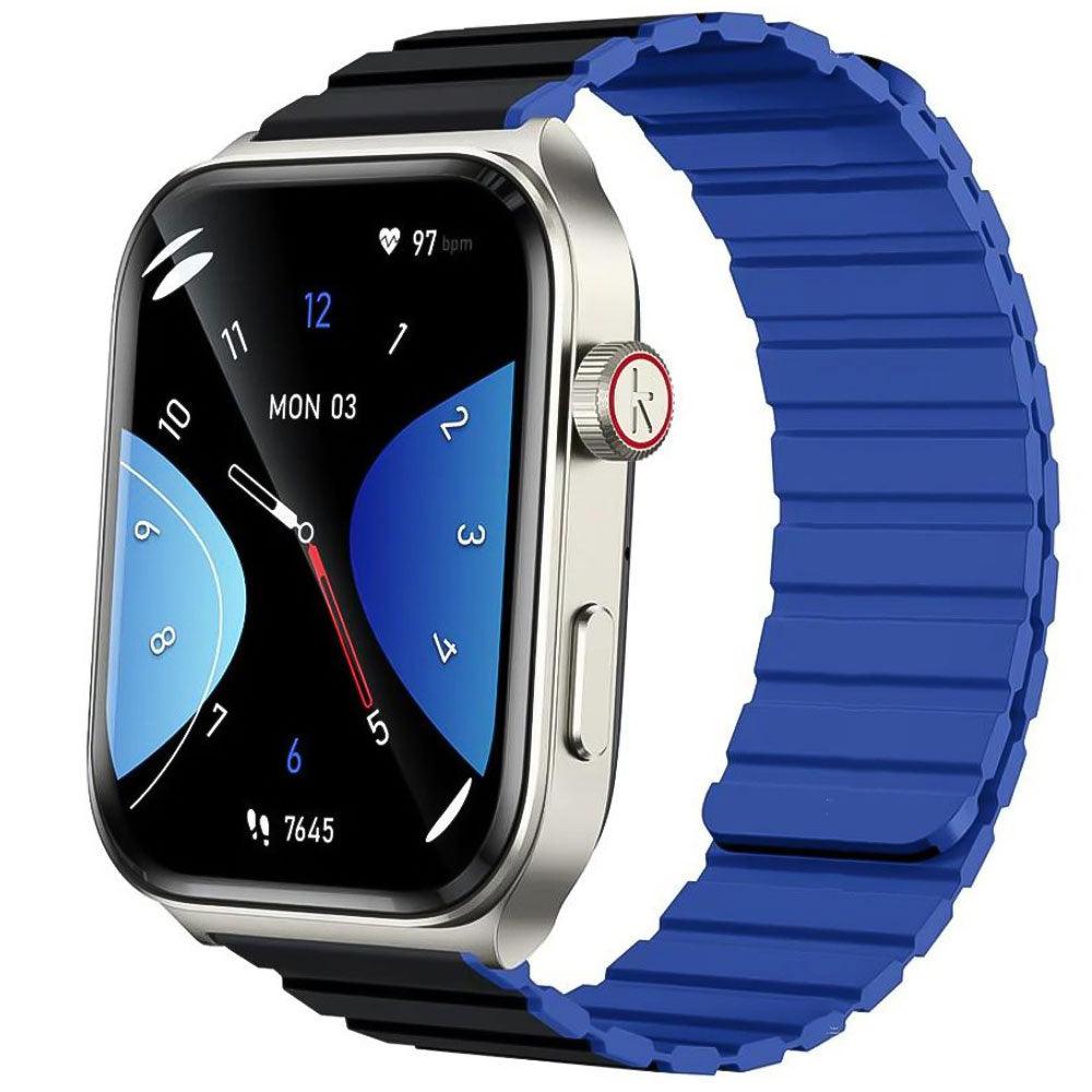 Kieslect Ks2 Smart Watch Space Gray Aluminum Case With Black x Blue Strap & Extra Black Strap