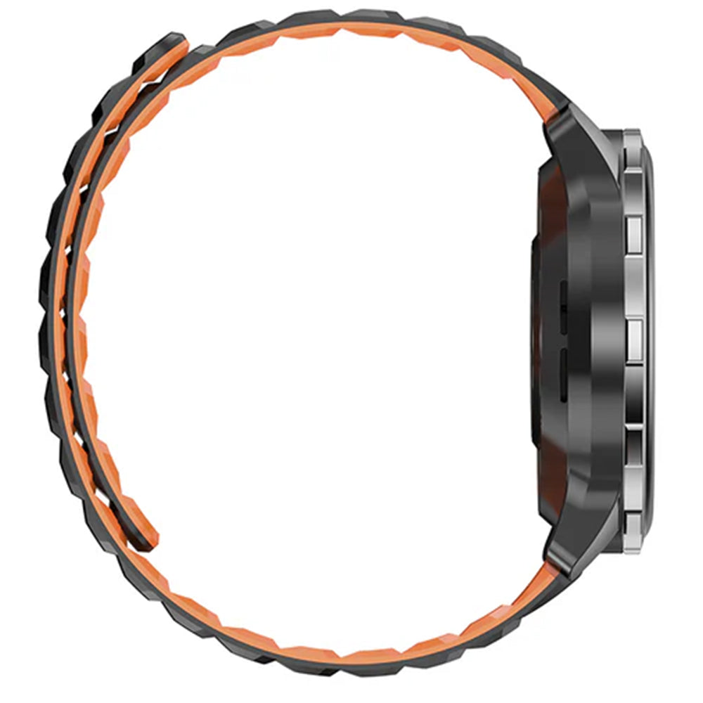 kieslect Kr3 Smart Watch Stainless Steel Black Case With Magnetic Black x Orange Strap & Extra Black Silicone Strap