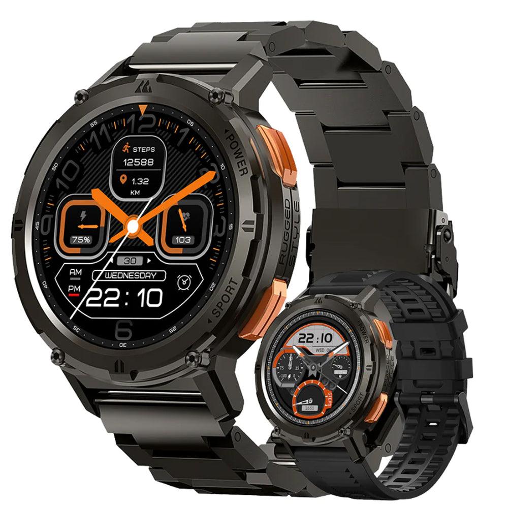 Kospet Tank T2 Special Edition Smart Watch Black Metal Case With Stainless Steel Strap & Silicon Strap