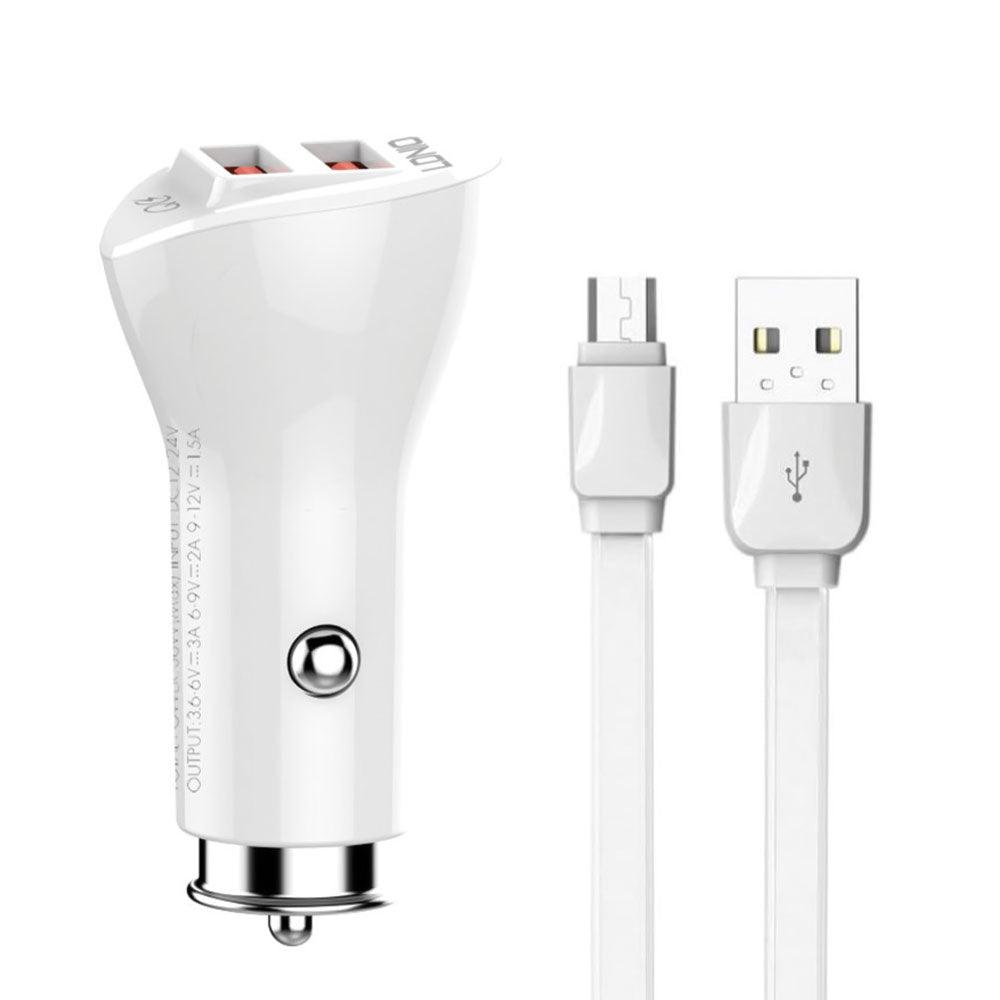 Ldnio C511Q Car Charger 2x QC3.0 USB + Micro Cable 36W Fast Charging