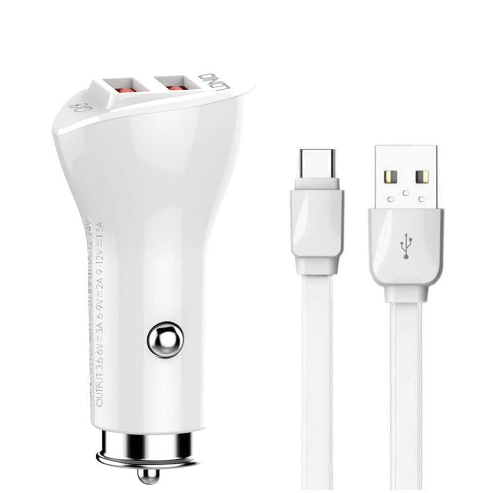 Ldnio C511Q Car Charger 2x QC3.0 USB + Type-C Cable 36W Fast Charging