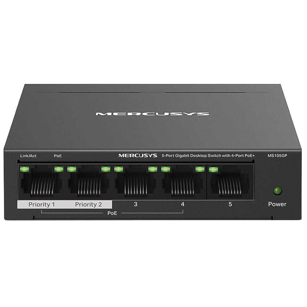 Mercusys MS105GP Unmanaged Desktop Switch 5 Ports 10/100/1000Mbps With 4 Ports PoE+