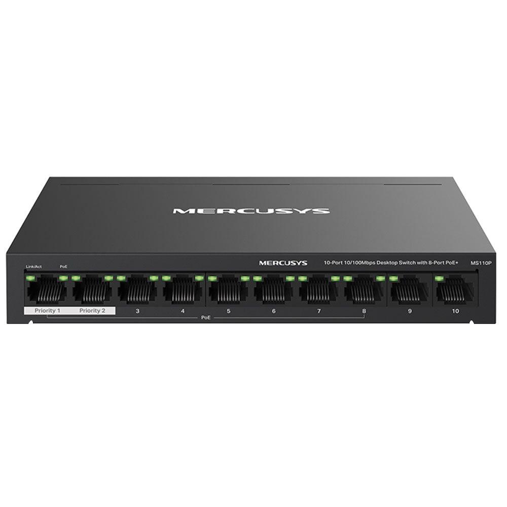 Mercusys MS110P Managed Desktop Switch 8 Ports PoE 10/100Mbps + 2 Ports Uplink