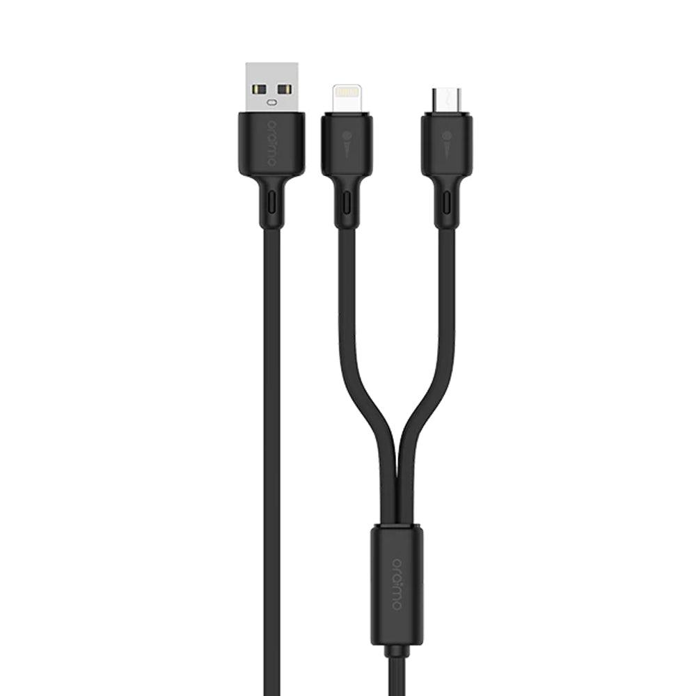 Oraimo OCD-D62 USB To ( Lightning + Micro ) 2 in 1 Cable Fast Charging 1M - Black - Kimo Store