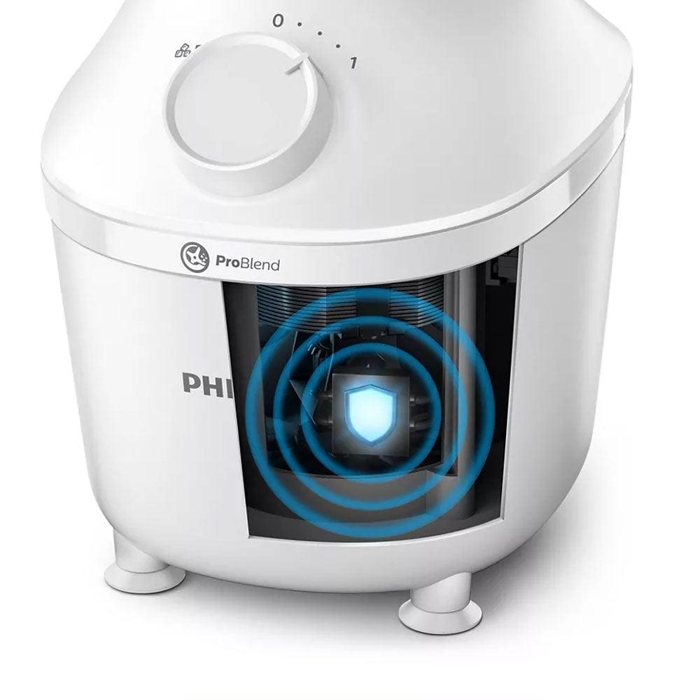 Philips 3000 Series Countertop Blender, 1 Liter, 450 Watt, White - HR2041/16 - blend with safety