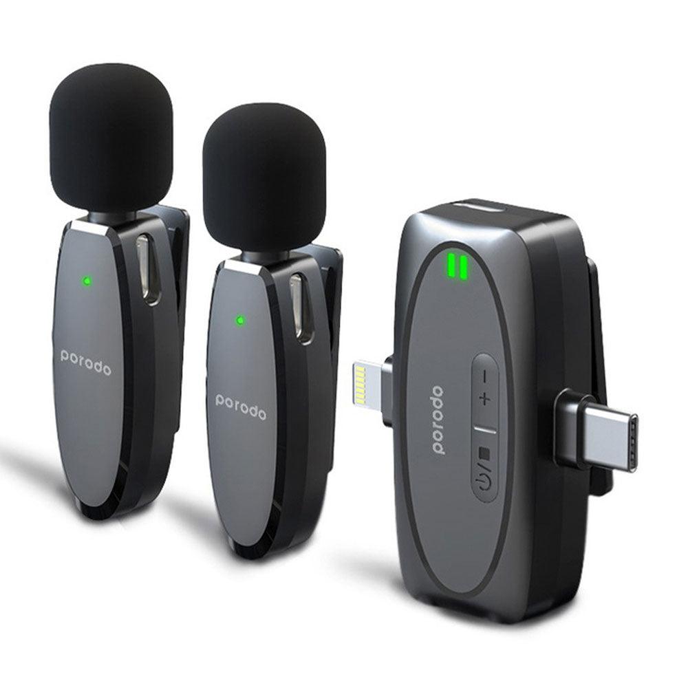 Porodo PD-2MLAV-BK Dual Wireless Lavalier Microphone