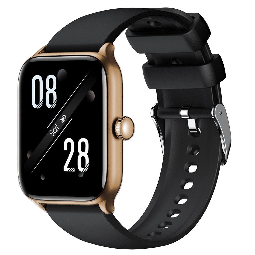 Riversong Motive 6 Pro SW62 Smart Watch Gold Case With Black Silicone Strap