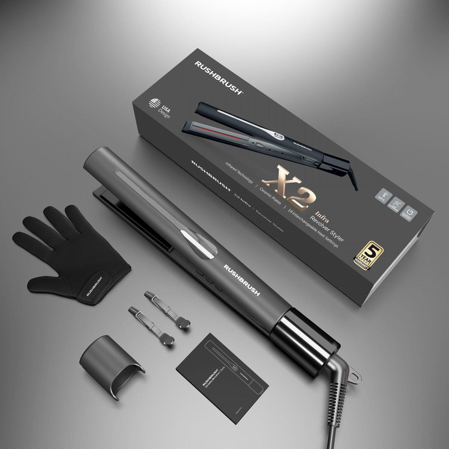 Rush Brush Revolver Hair Straightener X2 Infra 50W - Kimo Store