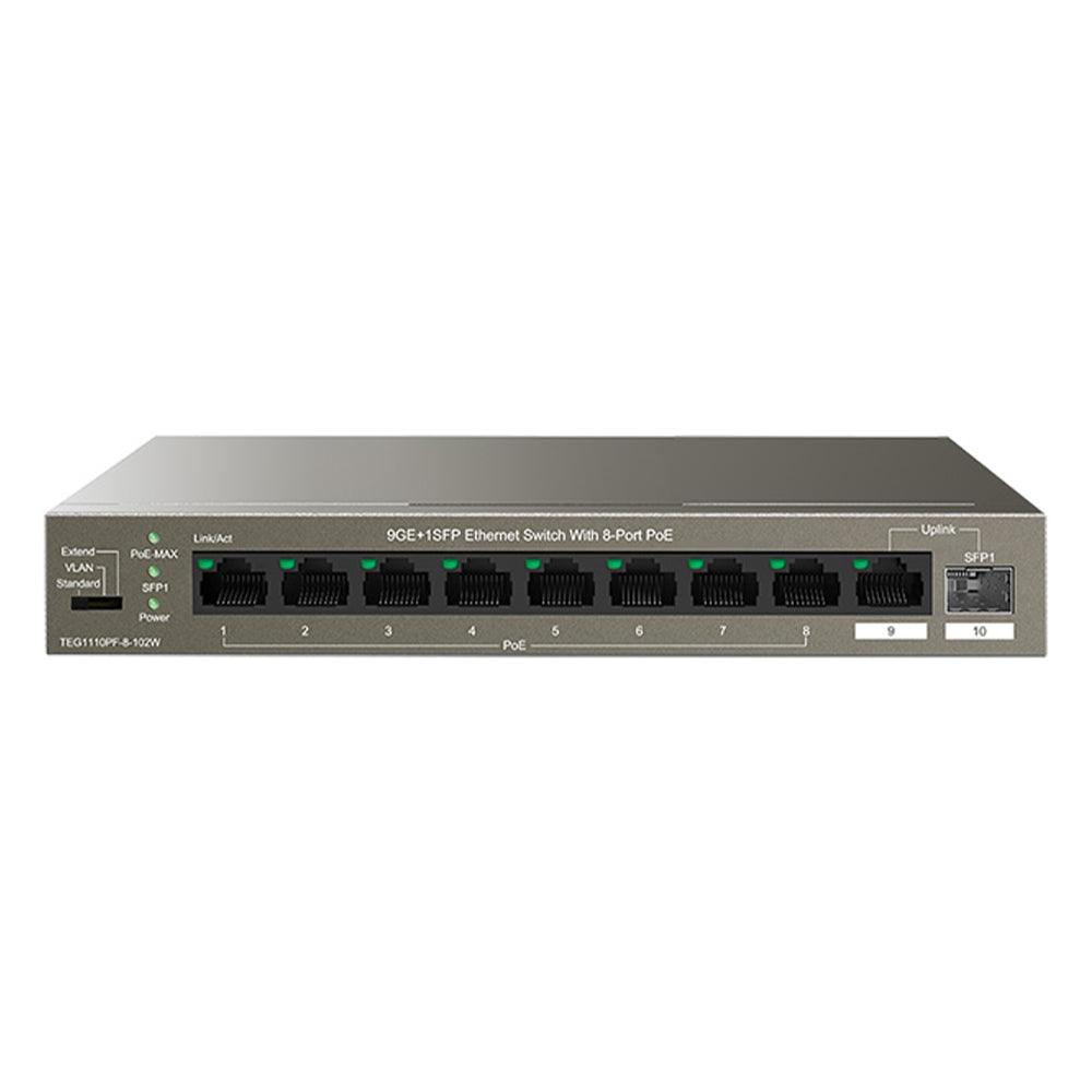 Tenda TEG1110PF-8-102W Unmanaged Desktop PoE Switch 10 Port 10/100/1000Mbps With 8 Port PoE