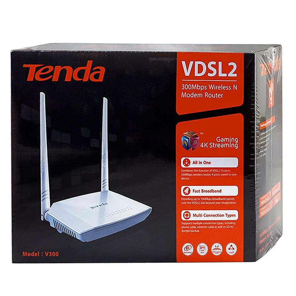 Tenda V300 Wi-Fi VDSL2 Modem Router 4 Port 2 Antenna 300Mbps - Kimo Store