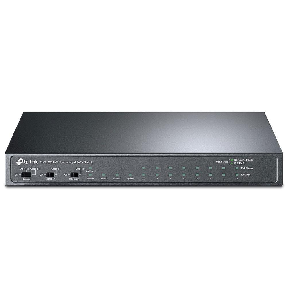 TP-Link TL-SL1311MP Unmanaged Desktop PoE+ Switch 8 Port 10/100Mbps + 2 Port Gigabit Uplink + 1 Port Gigabit SFP 124W