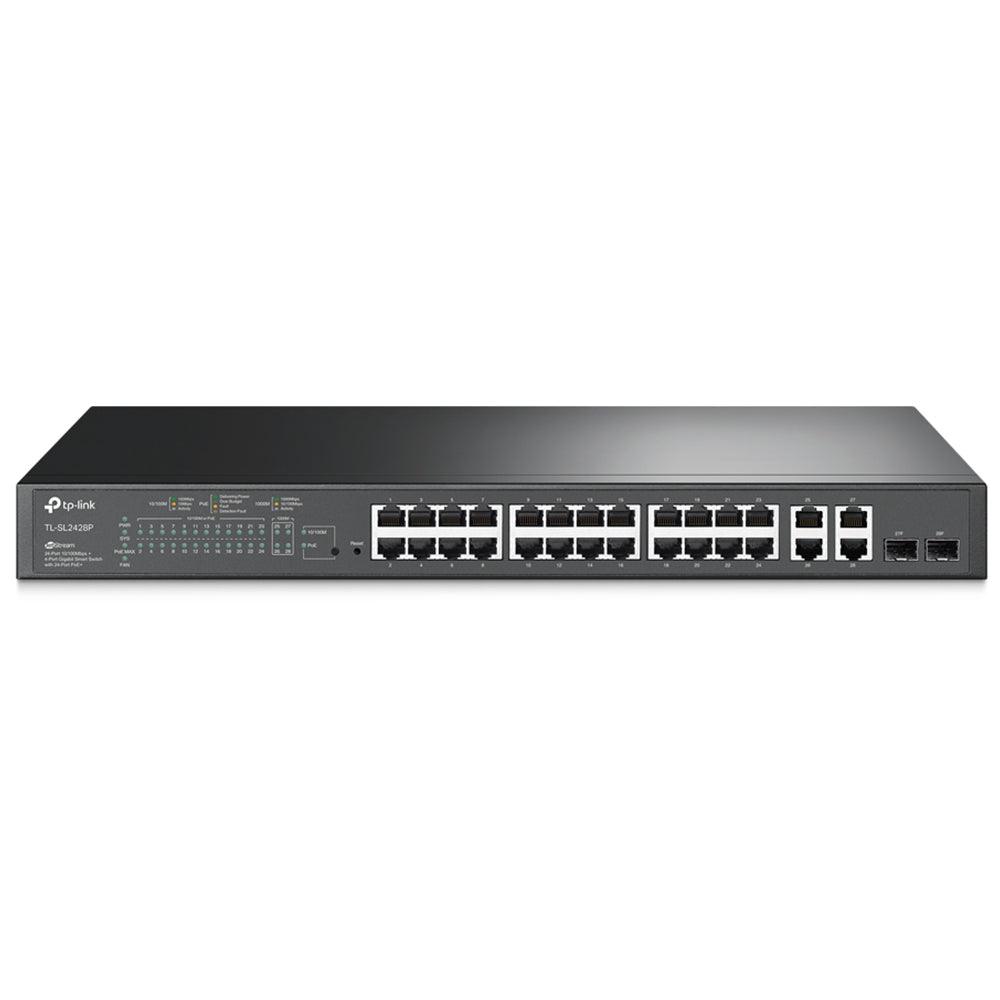 TP-Link TL-SL2428P Managed Rackmount Switch 24 Port PoE+ 10/100Mbps + 2 Port Gigabit Uplink + 2 Port Combo Gigabit SFP