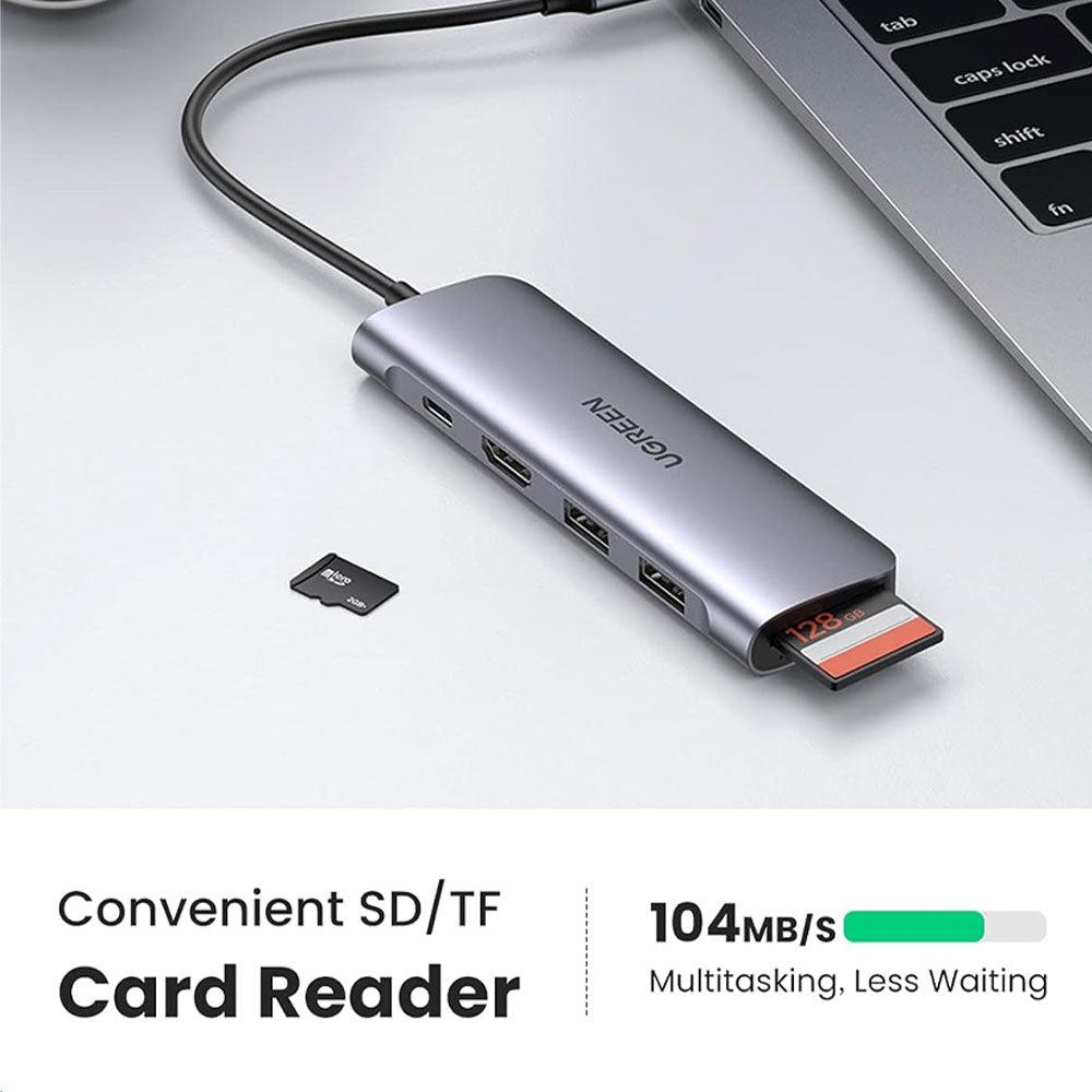 To HDMI+PD Type-C+2USB HUB