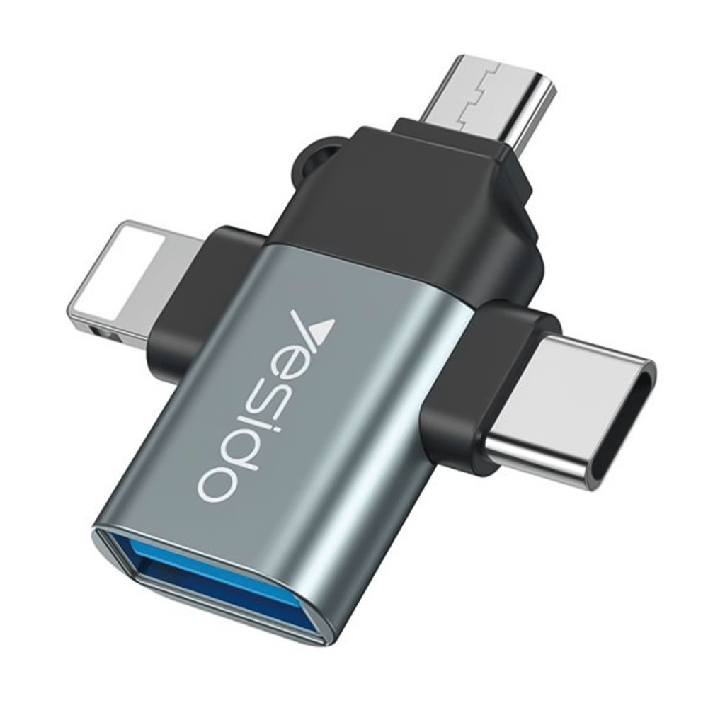 Yesido GS15 3 in 1 USB 2.0 To Micro + Lightning + Type-C OTG Converter