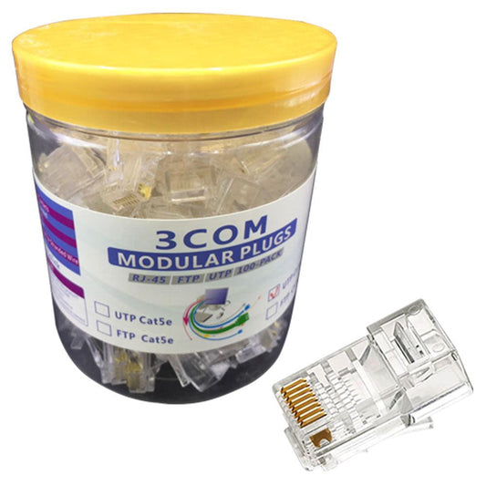 آر جي 45 بلاستيك 3 كوم Cat6 UTP (100 قطعة)