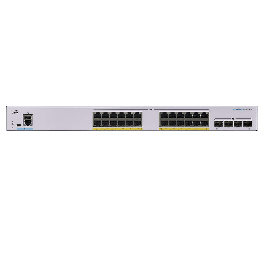 Cisco CBS350-24P-4G-EU Managed Rackmount PoE+ Switch 24 Port 10/100/1000Mbps + 4 Port Gigabit SFP 195W