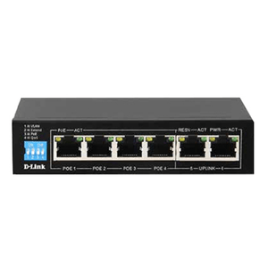سويتش دي لينك 4 منافذ 10/100/1000 ميجابت في الثانية PoE + منفذين (RJ45) 10/100/1000 ميجابت في الثانية Uplink DGS-F1006P-E Unmanaged Desktop