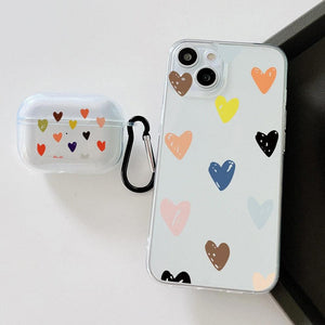 Heart Pattern Cover Phone Case iPhone 12 Pro Max & Airpods Pro Case